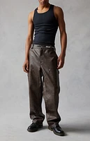 FORD Faux Leather Double Knee Carpenter Pants