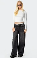 Edikted Grommet Low Rise Baggy Jeans