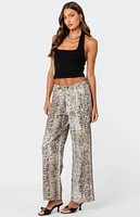 Edikted Snakeskin Printed Low Rise Jeans