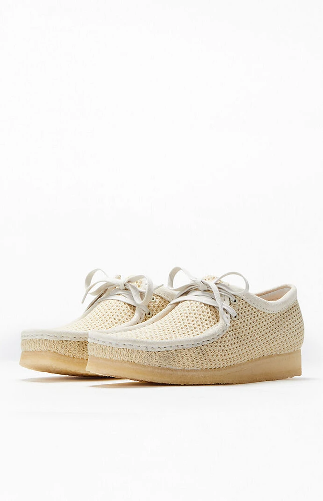 Clarks Off White Wallabee Mesh Mocassins