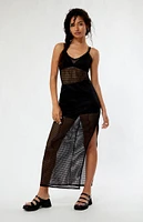 LA Hearts Mesh Tie Back Midi Dress