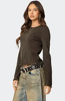 Edikted Distressed Ribbed Knit Sweater