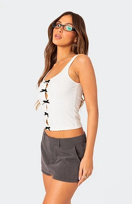Edikted Bow Cutout Pointelle Tank Top