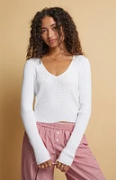 Beverly and Beck Mona Pointelle V-Neck Sweater