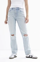 PacSun Light Indigo Distressed Dad Jeans