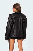Edikted Wrenley Oversized Faux Leather Jacket