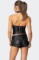 Edikted Alba Faux Leather High Neck Top
