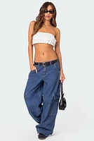 Edikted Nia Ruffled Eyelet Bandeau Top