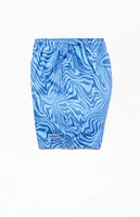 PacSun Blue Warp AOP 4.5" Swim Trunks