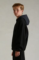 Kids Fear of God Essentials Black Nylon Fleece Hoodie