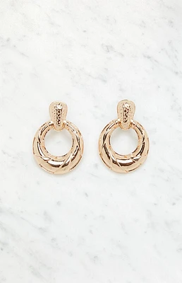 LA Hearts Textured Oval Drop Earrings