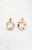 LA Hearts Textured Oval Drop Earrings