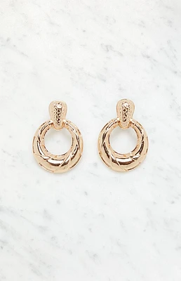 LA Hearts Textured Oval Drop Earrings