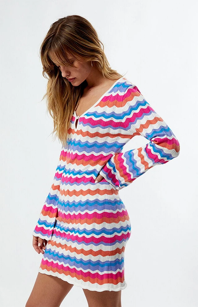 open back long sleeve mini dress Jenna Long Sleeve Open Back Cotton Mini Dress
