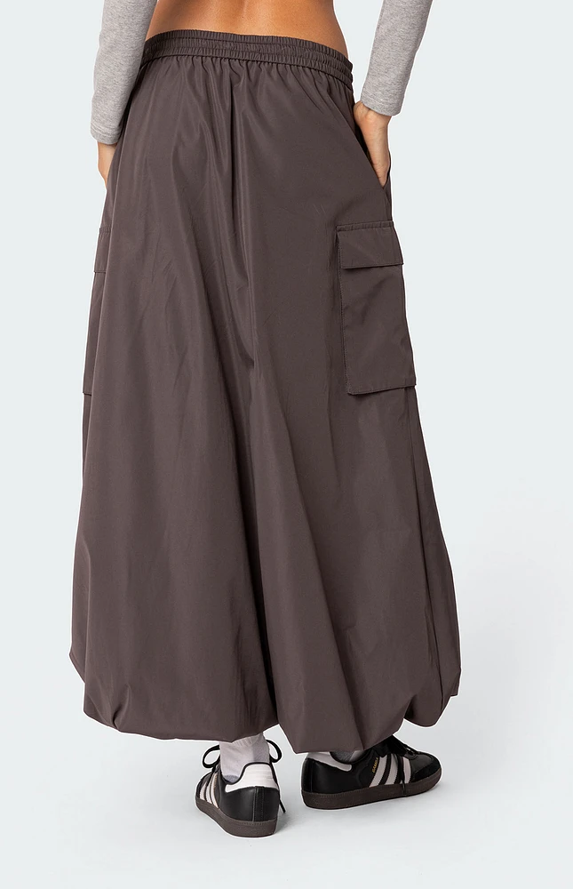 Edikted Bubble Cargo Nylon Maxi Skirt