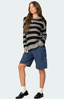 Edikted Light Knit Striped Sweater