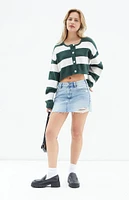 PacSun Medium Indigo Low Rise Ripped Denim Mini Skirt