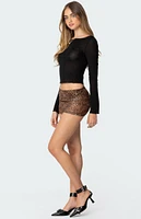 Edikted Leopard Printed Sheer Mesh Mini Skirt