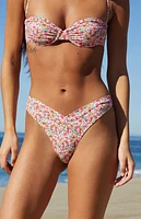 Pacsun Floral Emie Gathered V High Cut Bikini Bottom