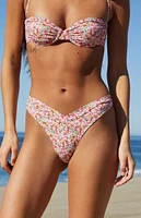 PacSun Floral Emie Gathered V High Cut Bikini Bottom