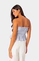 Edikted Katherine Linen Scrunch Tube Top