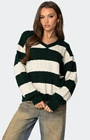 Edikted Oversized Striped Cable Knit Sweater