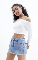 PacSun Light Indigo Low Rise Denim Mini Skirt