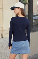 John Galt Navy Tori Basic Long Sleeve Top