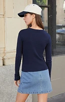 John Galt Navy Tori Basic Long Sleeve Top