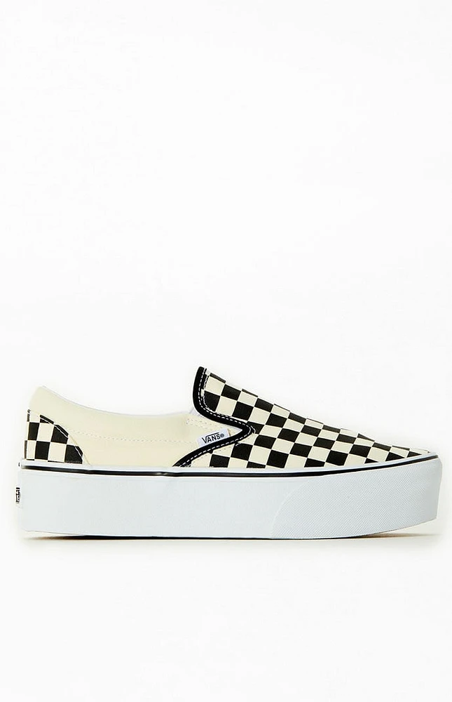 Vans Black & White Slip-On Platform Sneakers