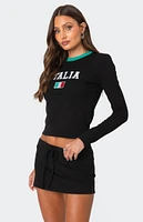 Edikted Italy Long Sleeve T-Shirt