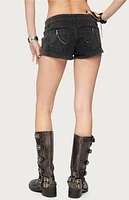 Edikted Syra Zipper Low Rise Denim Shorts