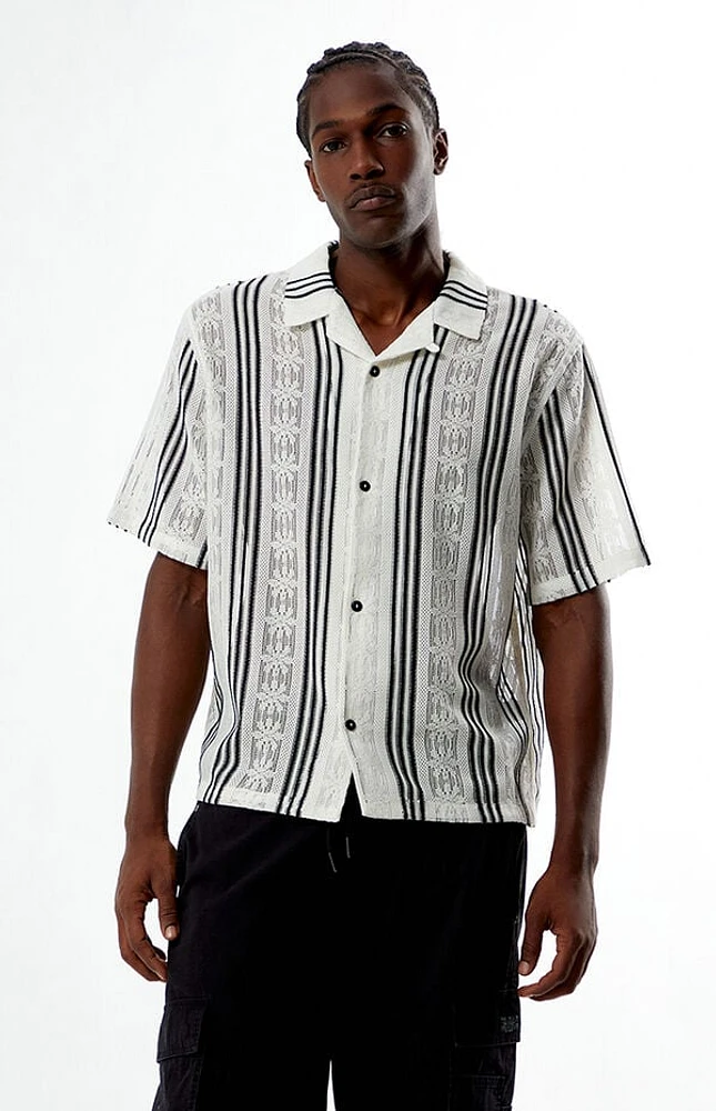 Pacsun Striped Textured Oversized Resort Camp Shirt