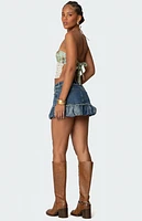 Edikted Bubble Hem Denim Mini Skirt