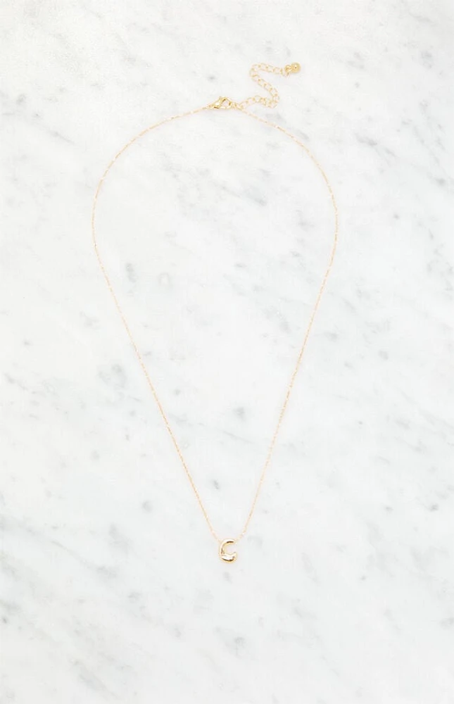 LA Hearts C Initial 14K Gold Plated Necklace