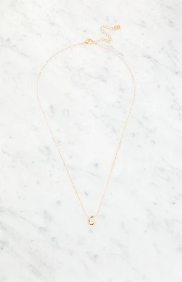 LA Hearts C Initial 14K Gold Plated Necklace