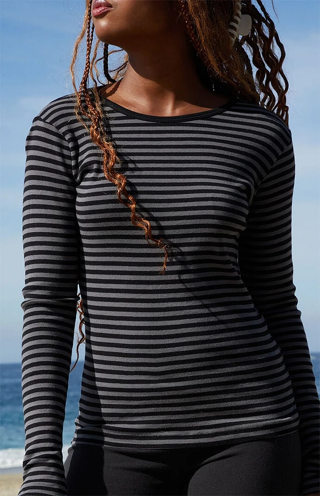 John Galt Black & Gray Leah Striped Long Sleeve Top