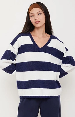 LA Hearts Striped V-Neck Sweater