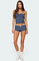 Edikted Isela Contrast Pointelle Tube Top