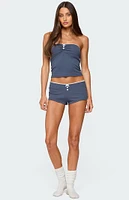 Edikted Isela Contrast Pointelle Tube Top
