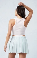 Eco Light Indigo Mid Rise Pleated Denim Mini Skirt