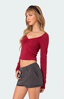 Edikted Nat Ruched V Neck Top