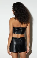 LA Hearts Faux Leather Textured Micro Mini Skirt