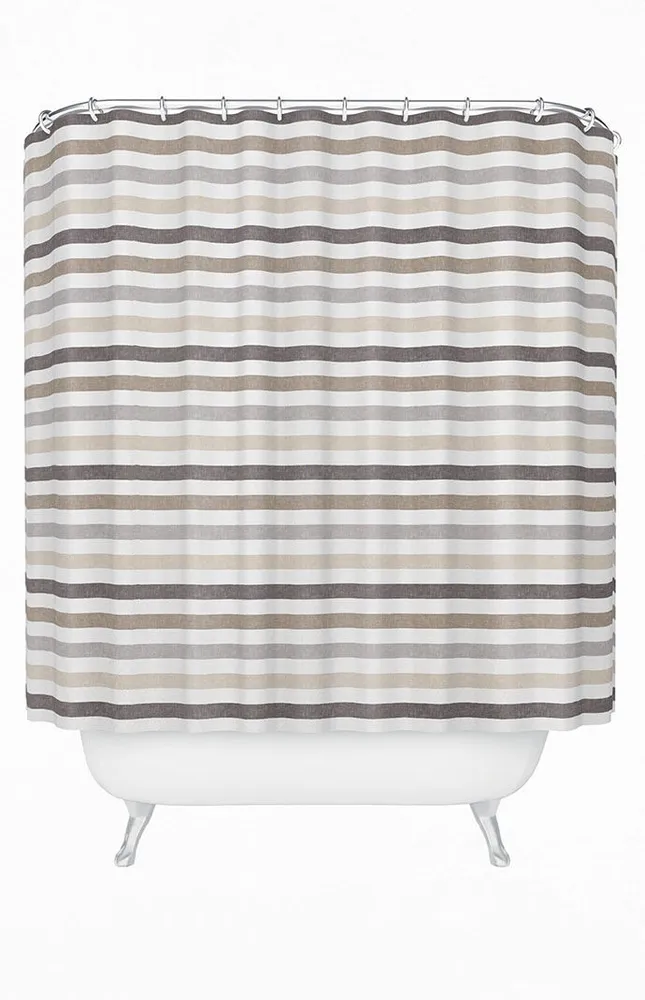 Beige Striped Shower Curtain