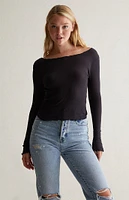 PS Basics by Pacsun Dove Lettuce Edge Long Sleeve Top