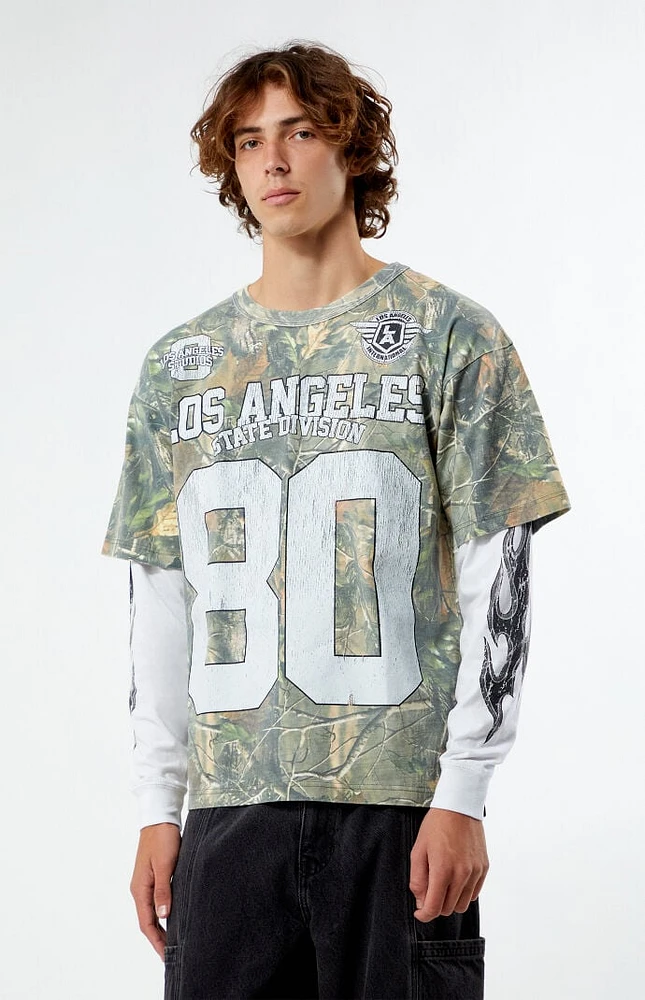 PacSun Camo LA Division 80 Layered Long Sleeve T-Shirt