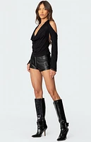 Edikted Open Shoulder Cowl Neck Top