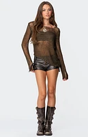 Edikted Asymmetric Open Knit Top