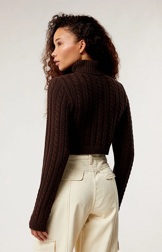 LA Hearts Bailey Cable Knit Cropped Sweater