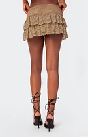 Ruffle Sheer Lace Low Rise Mini Skirt